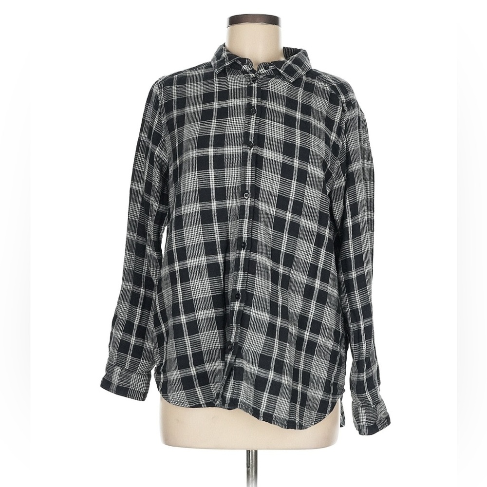 Outerknown Black and White Plaid Blanket Flannel